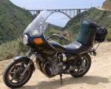 Pete and his bike at the Bixby Bridge